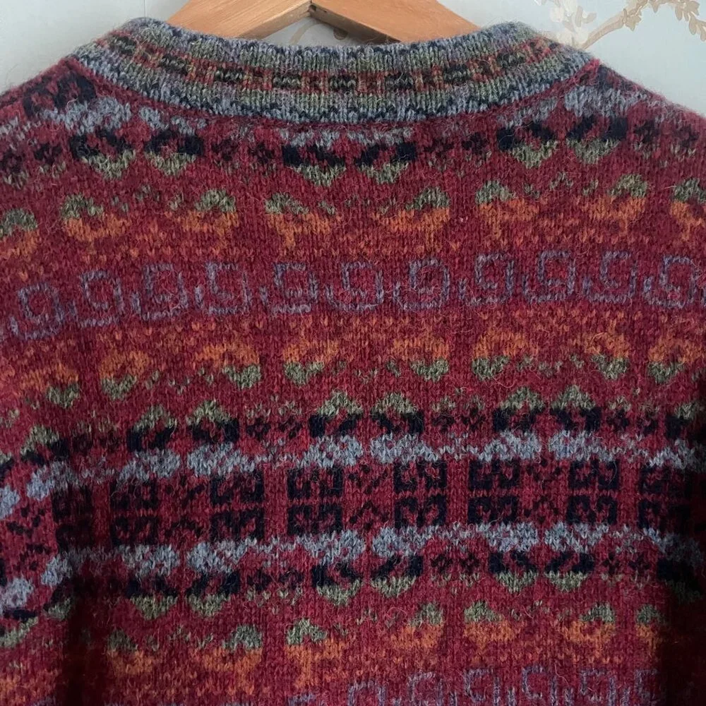 Vintage Petite Sophisticate Womens Fair Isle Wool Cardigan Size PM Cottagecore